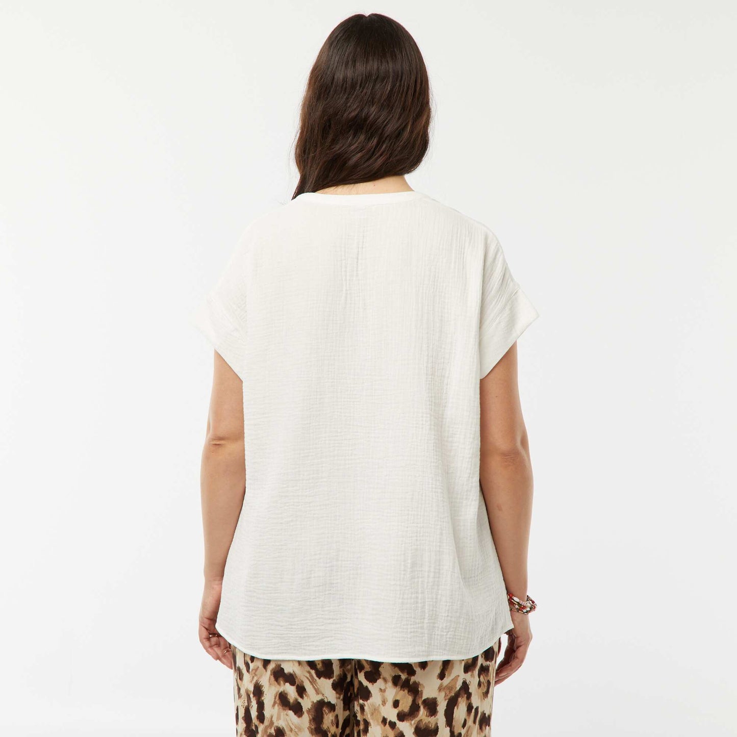 Blouse en double gaze de coton BLANC