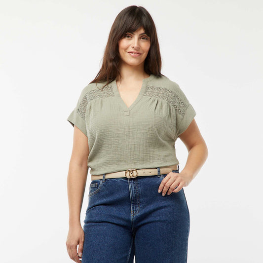 Blouse en double gaze de coton VERT