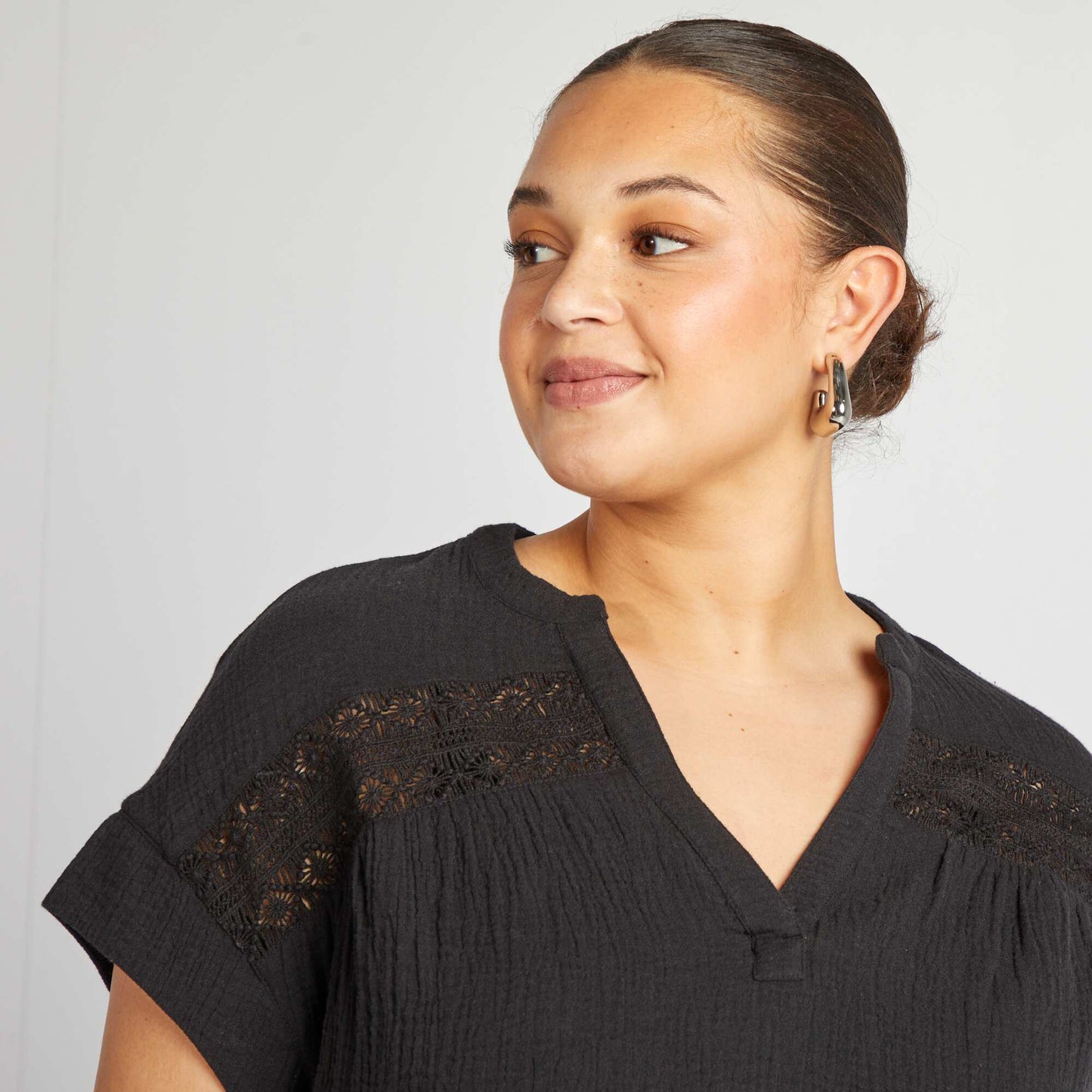 Blouse en double gaze de coton NOIR