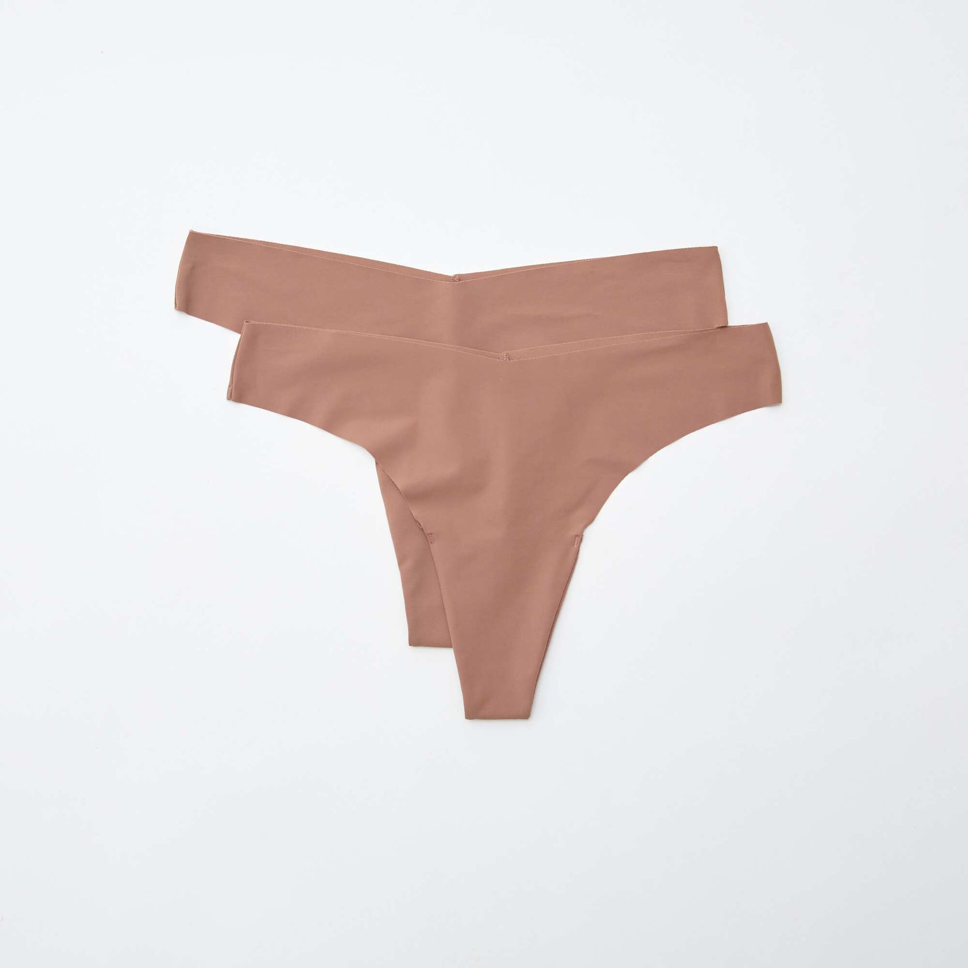 Lot de 2 tangas invisibles en microfibre MARRON