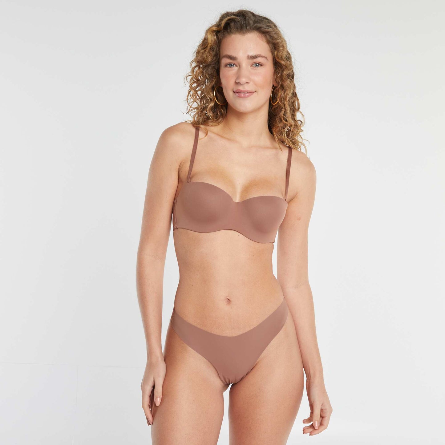 Lot de 2 tangas invisibles en microfibre MARRON