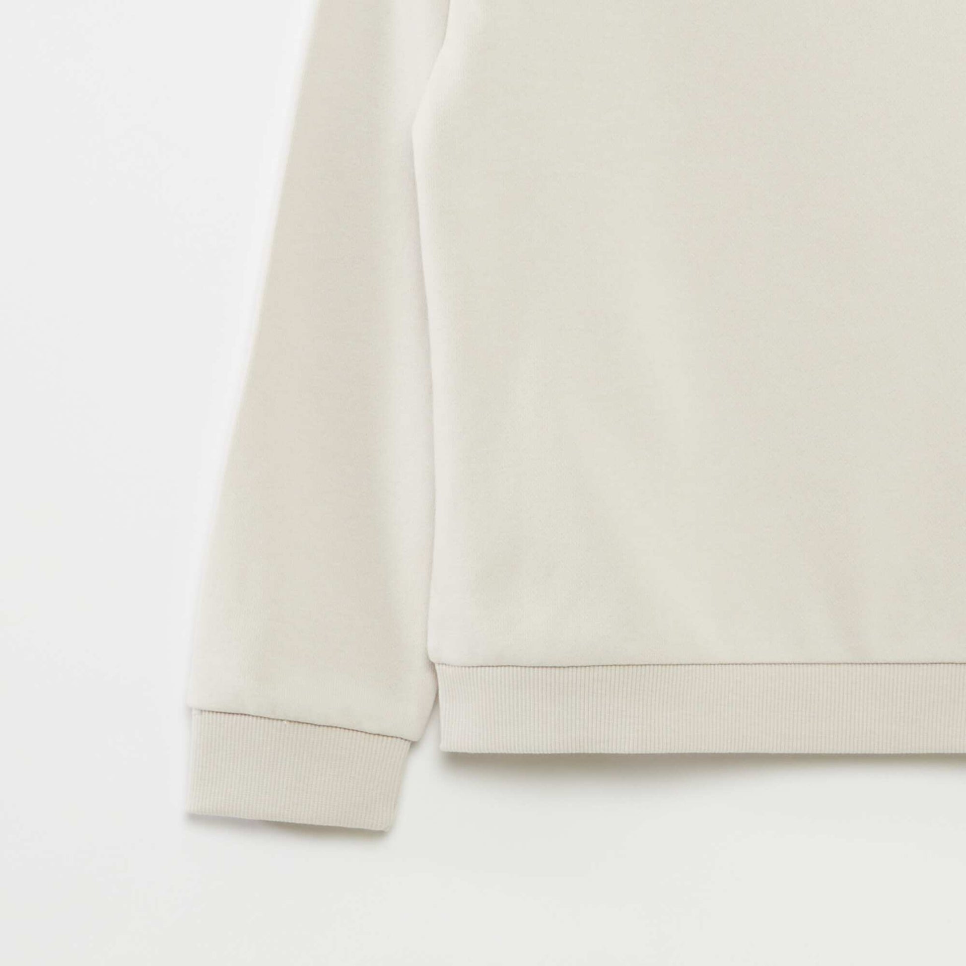 Sweat uni à col rond en french terry BEIGE