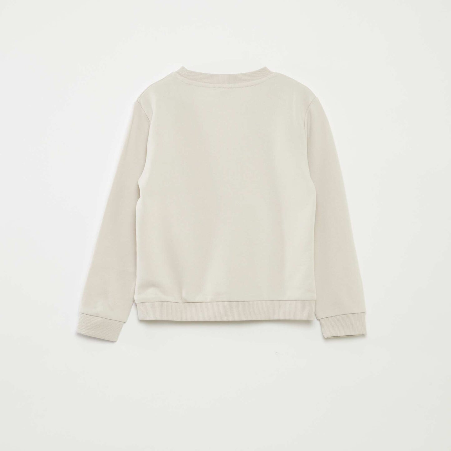 Sweat uni à col rond en french terry BEIGE