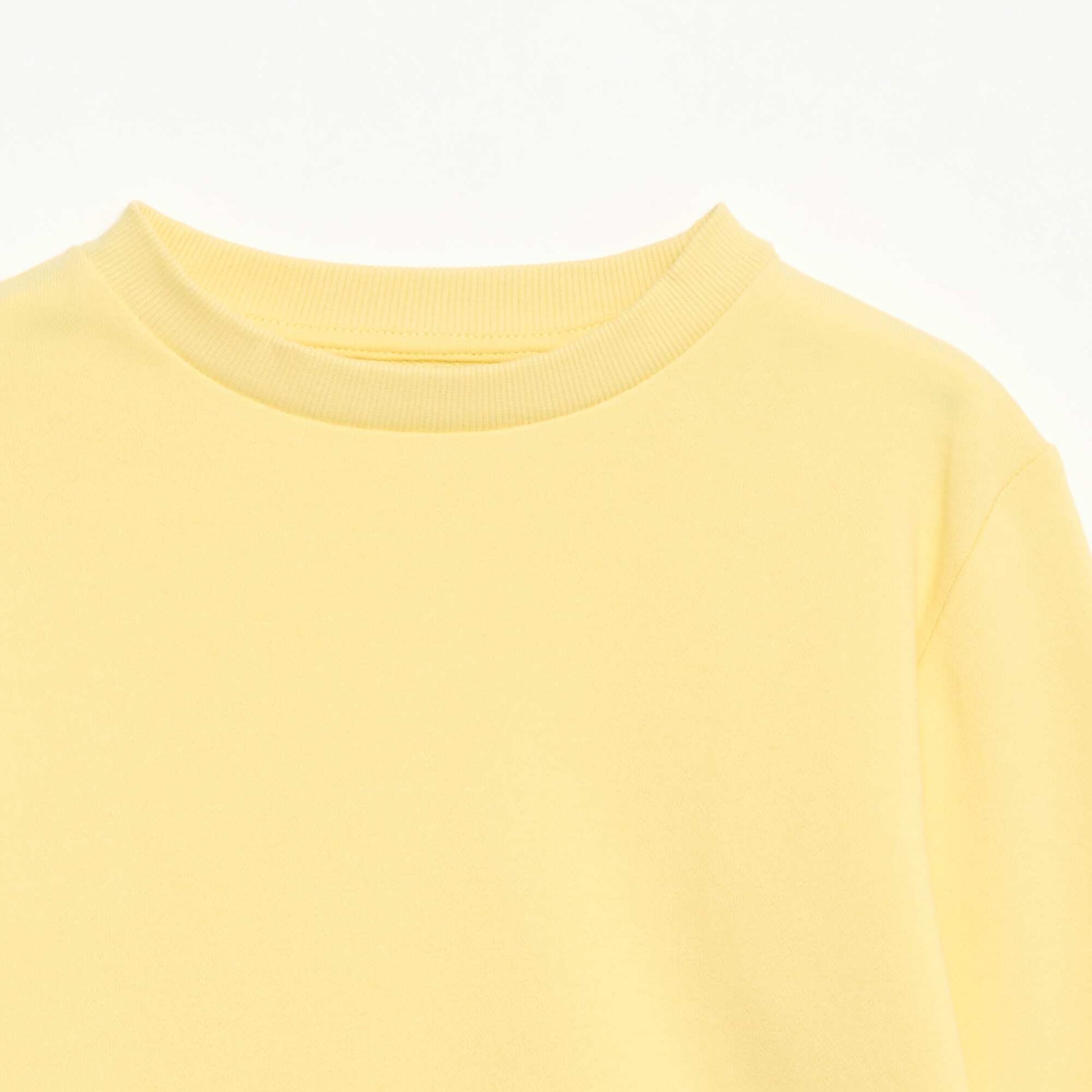 Sweat uni à col rond en french terry JAUNE