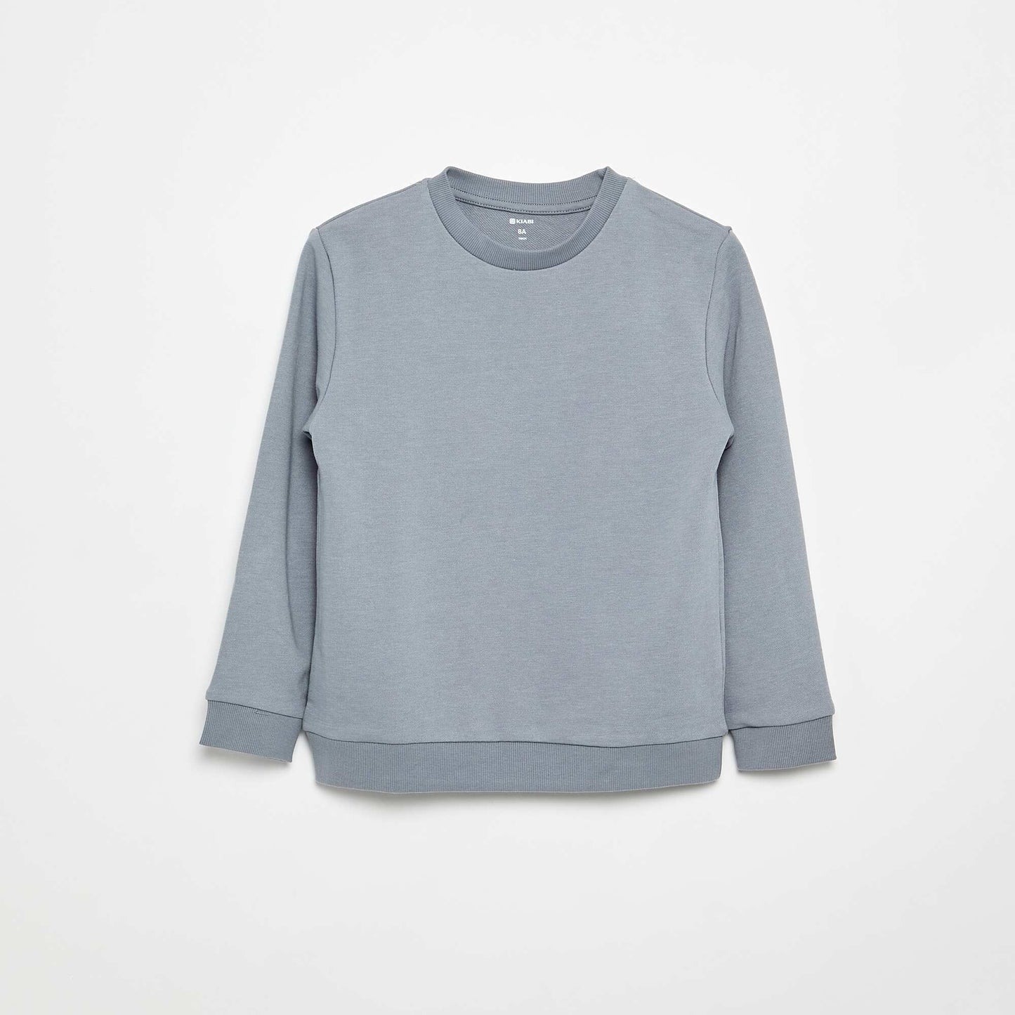Sweat uni à col rond en french terry BLEU