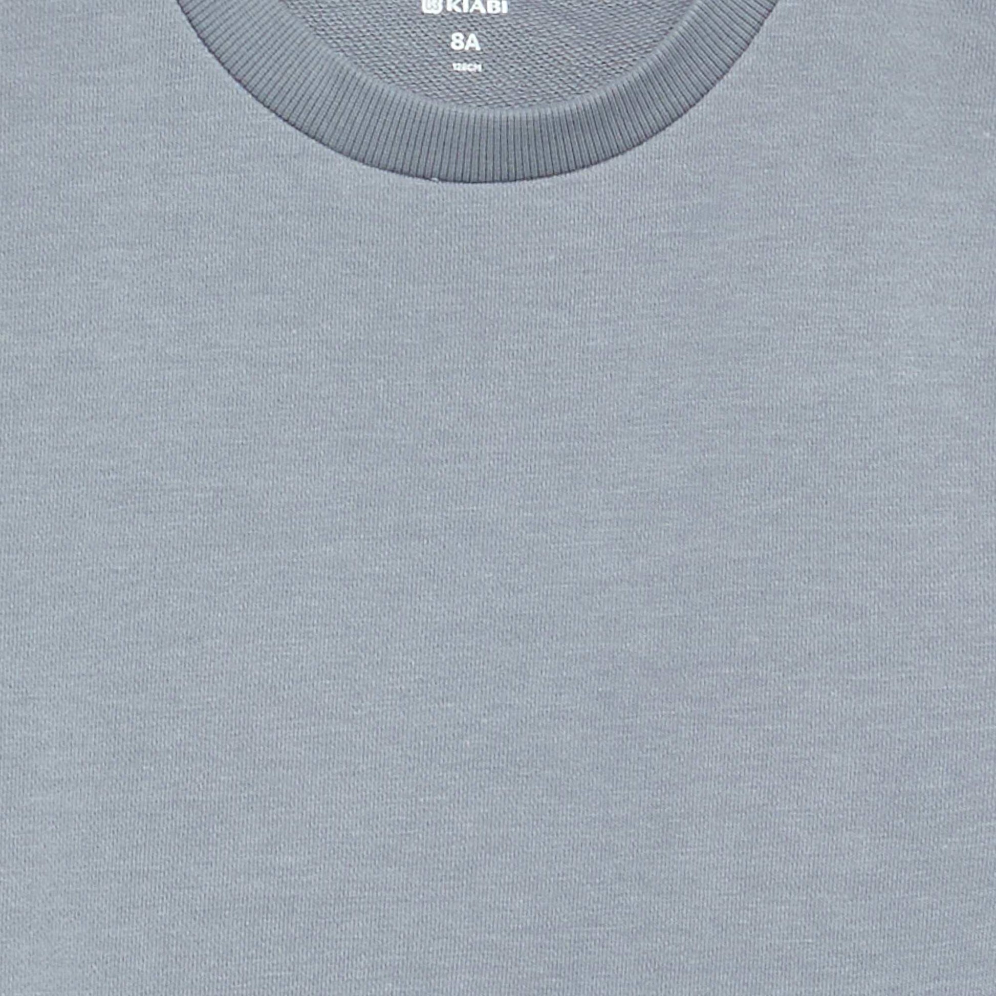 Sweat uni à col rond en french terry BLEU