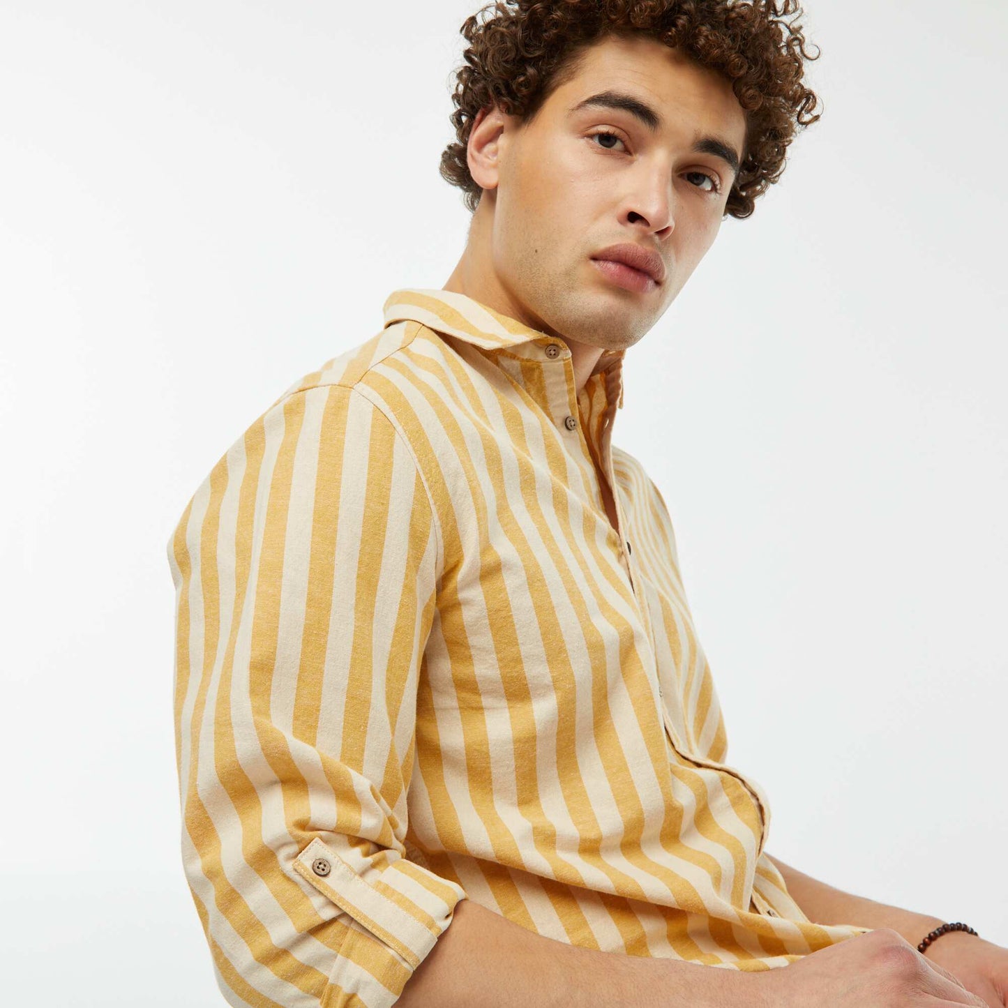 Chemise regular en lin mélangé BLANC