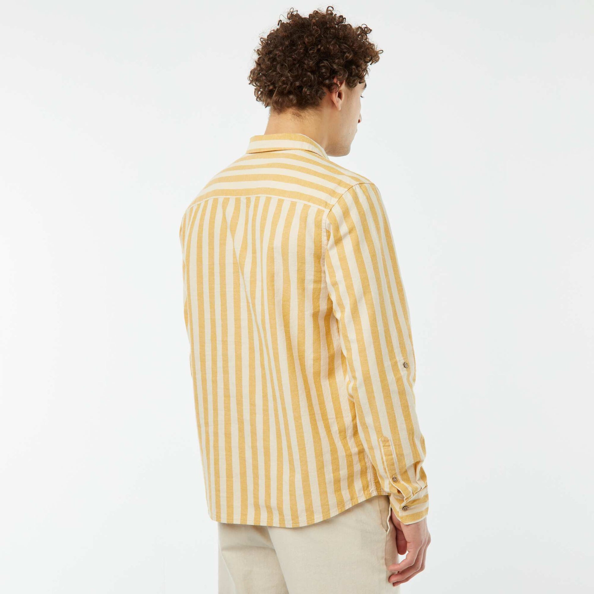 Chemise regular en lin mélangé BLANC