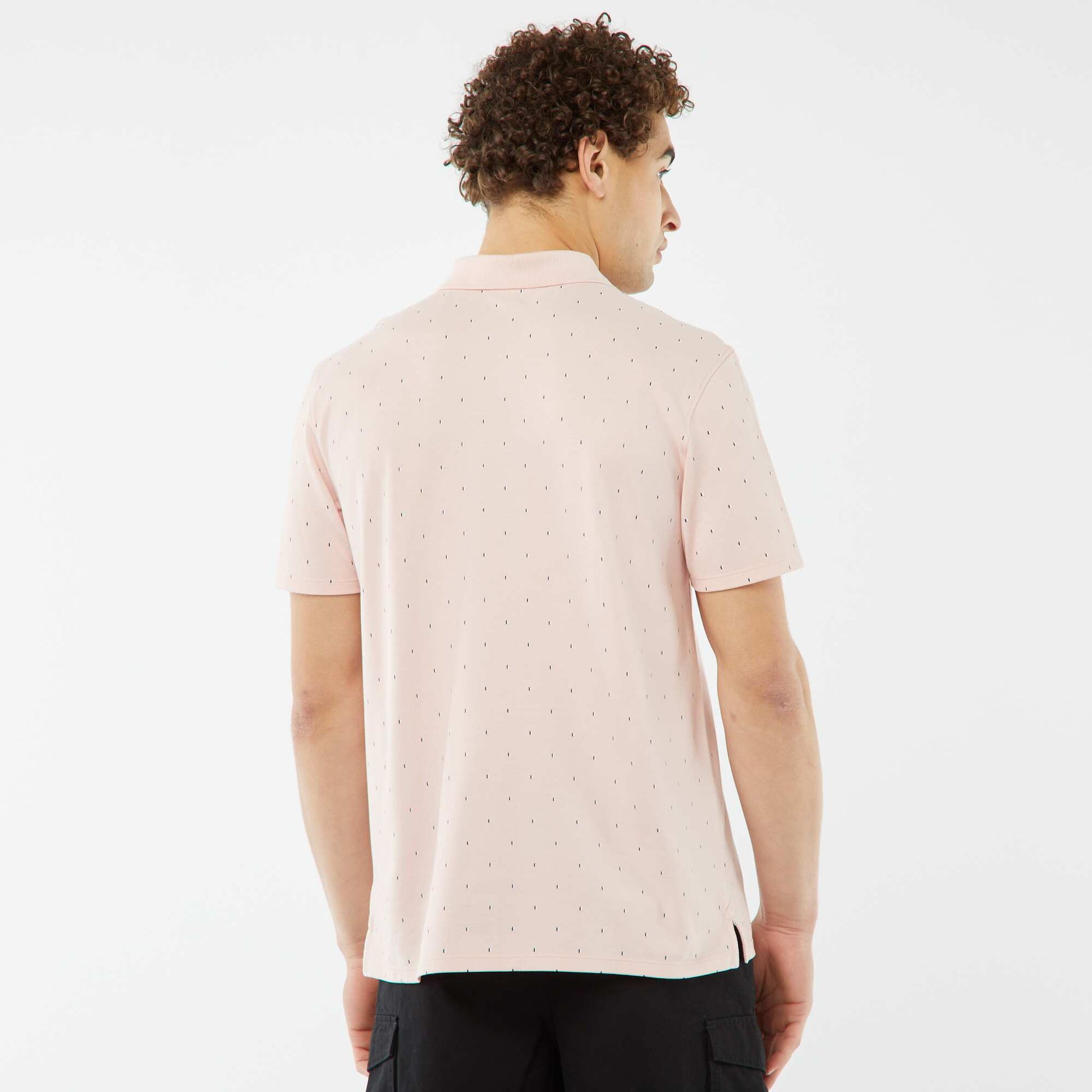 Polo en piqué de coton avec imprimé ROSE