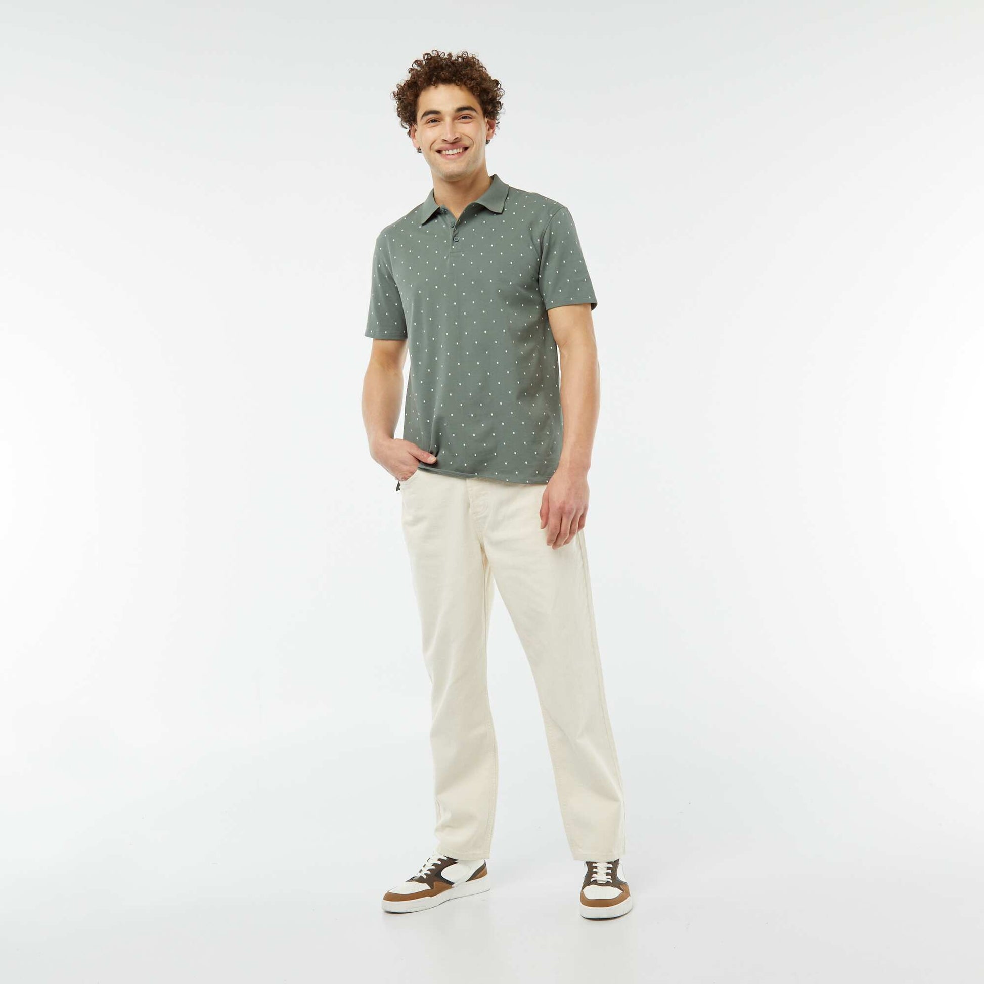 Polo en piqué de coton avec imprimé VERT