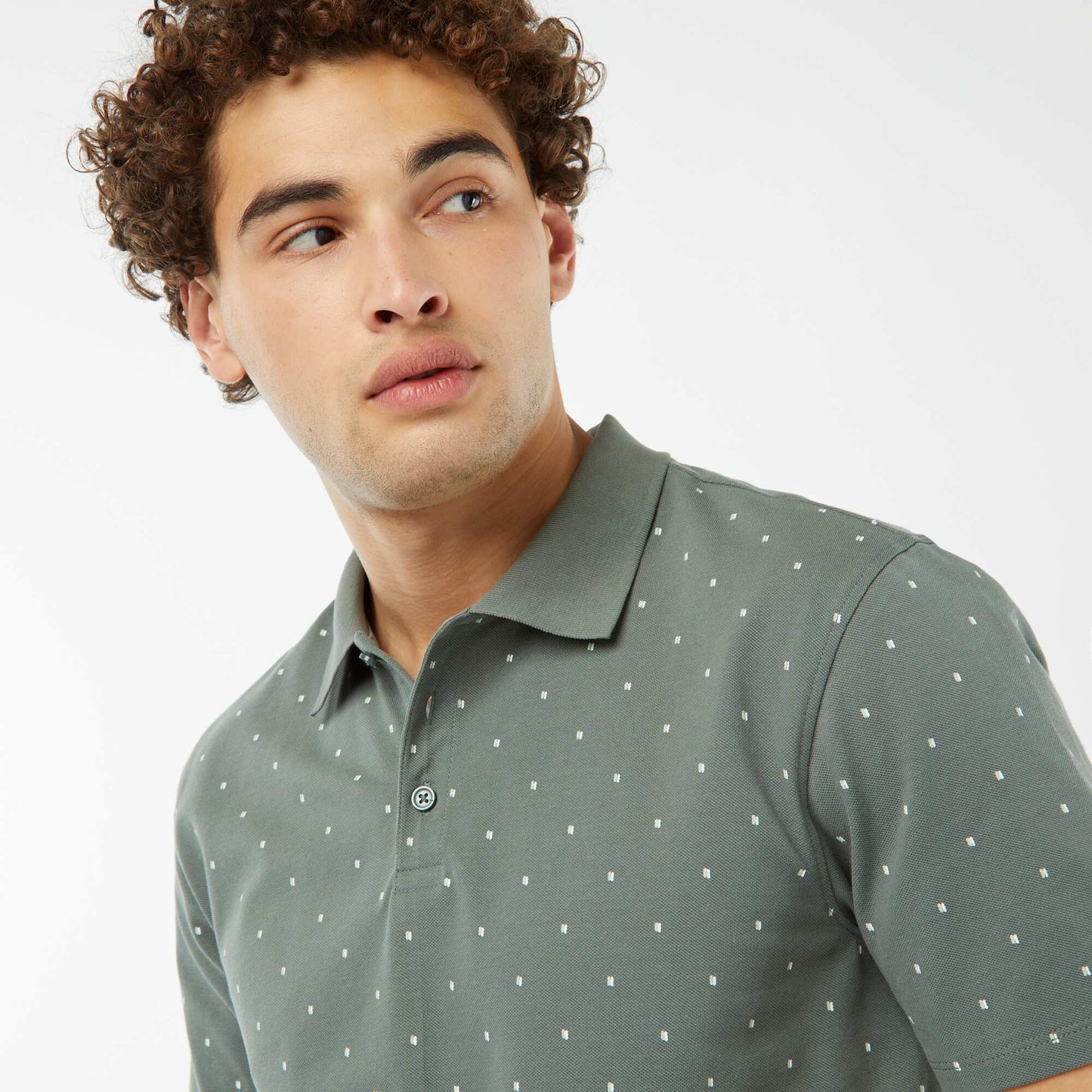 Polo en piqué de coton avec imprimé VERT