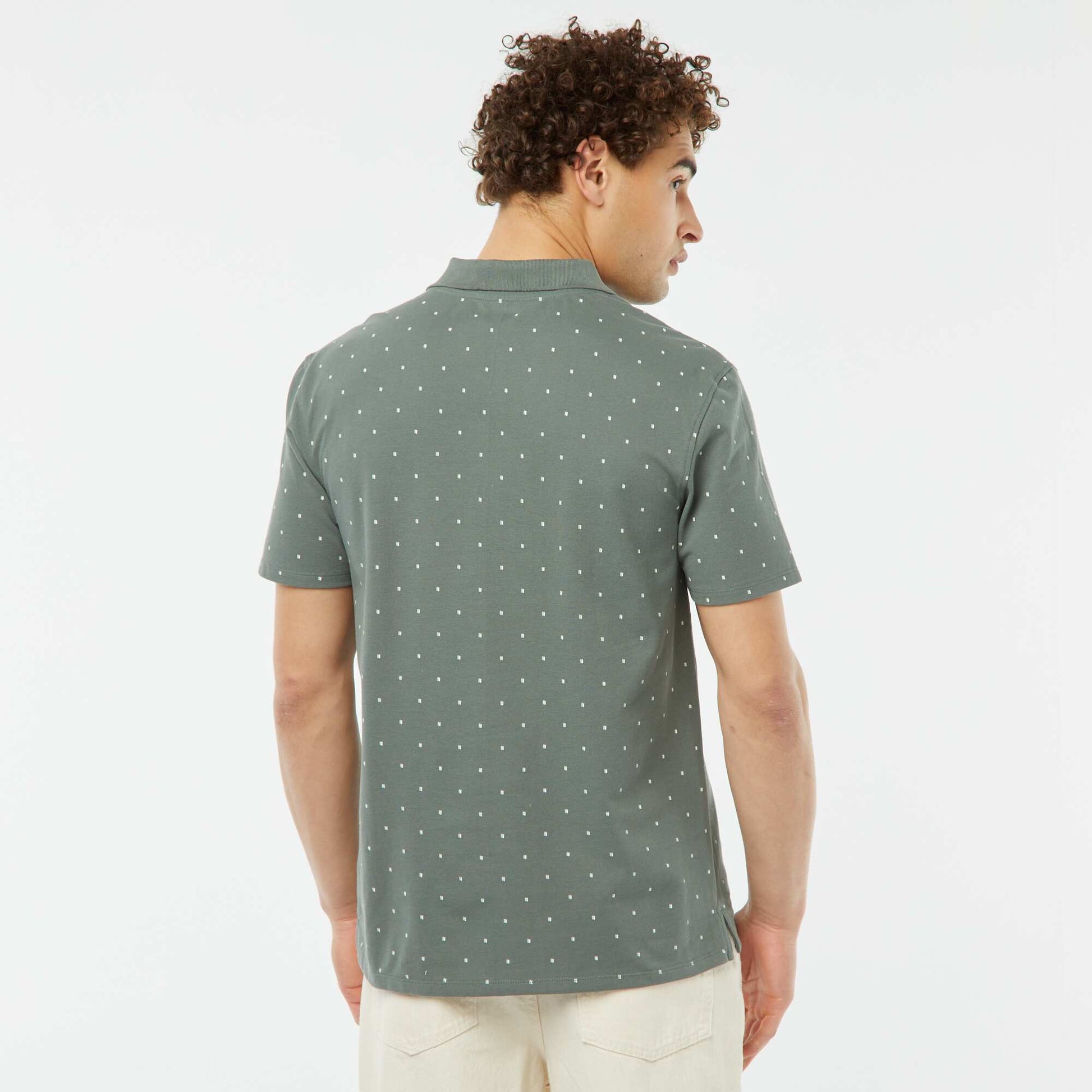 Polo en piqué de coton avec imprimé VERT