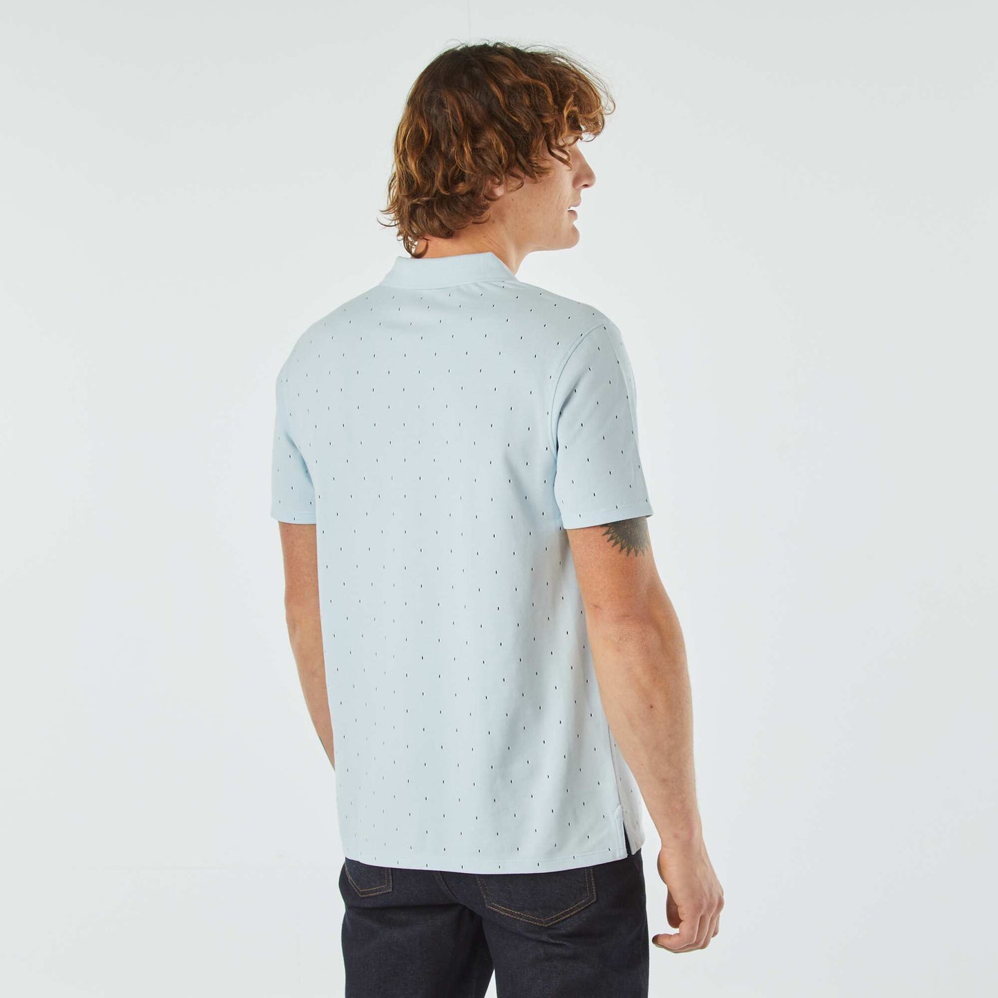Polo en piqué de coton avec imprimé BLEU