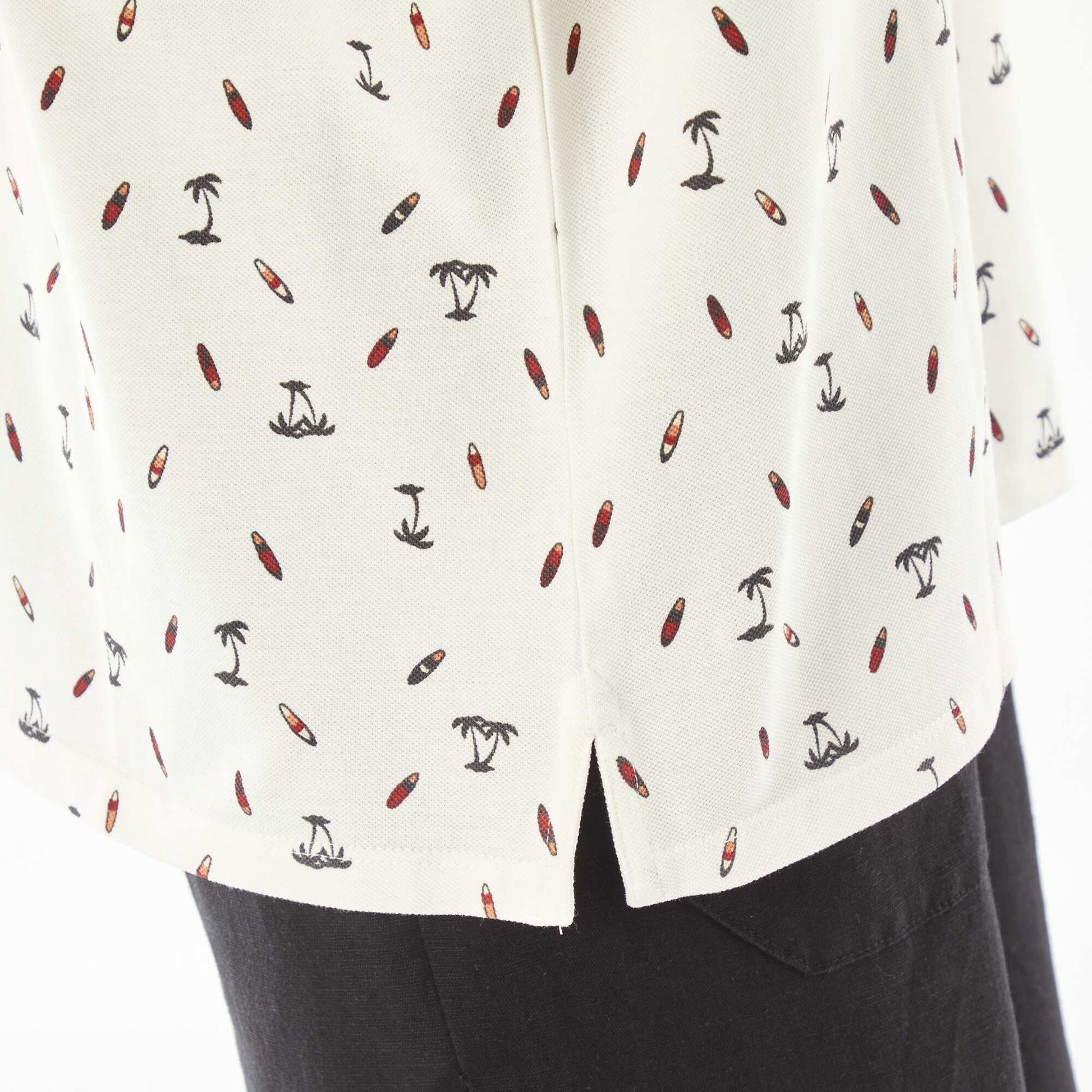 Polo en piqué de coton avec imprimé BLANC