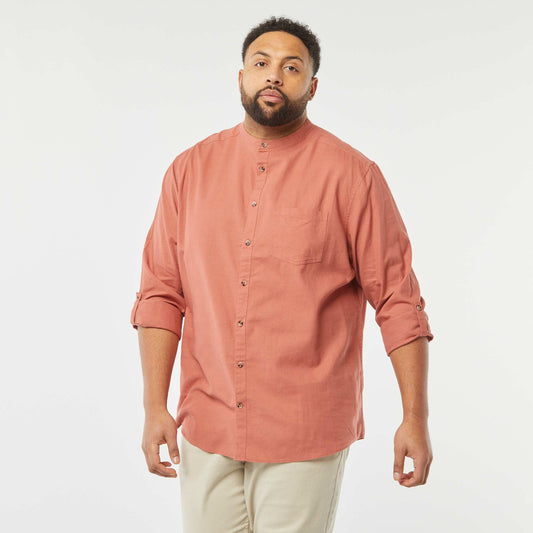 Chemise en lin mélangé avec manches longues retroussables ROSE
