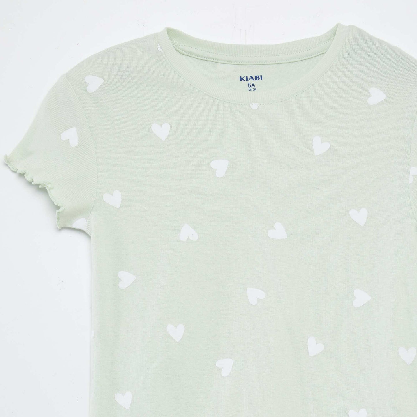Ensemble pyjama t-shirt + short avec imprimé et bordures ondulées - 2 pièces VERT