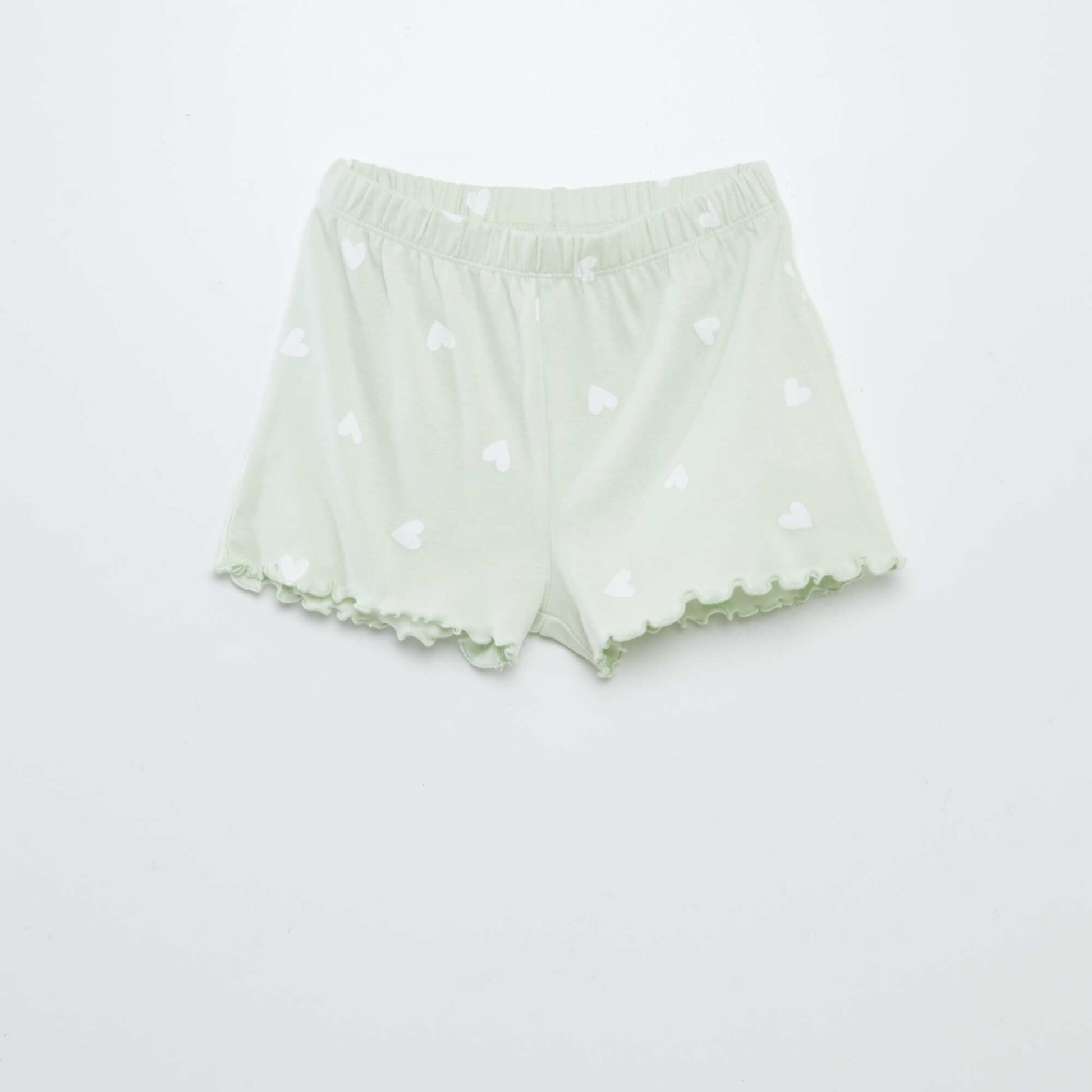 Ensemble pyjama t-shirt + short avec imprimé et bordures ondulées - 2 pièces VERT