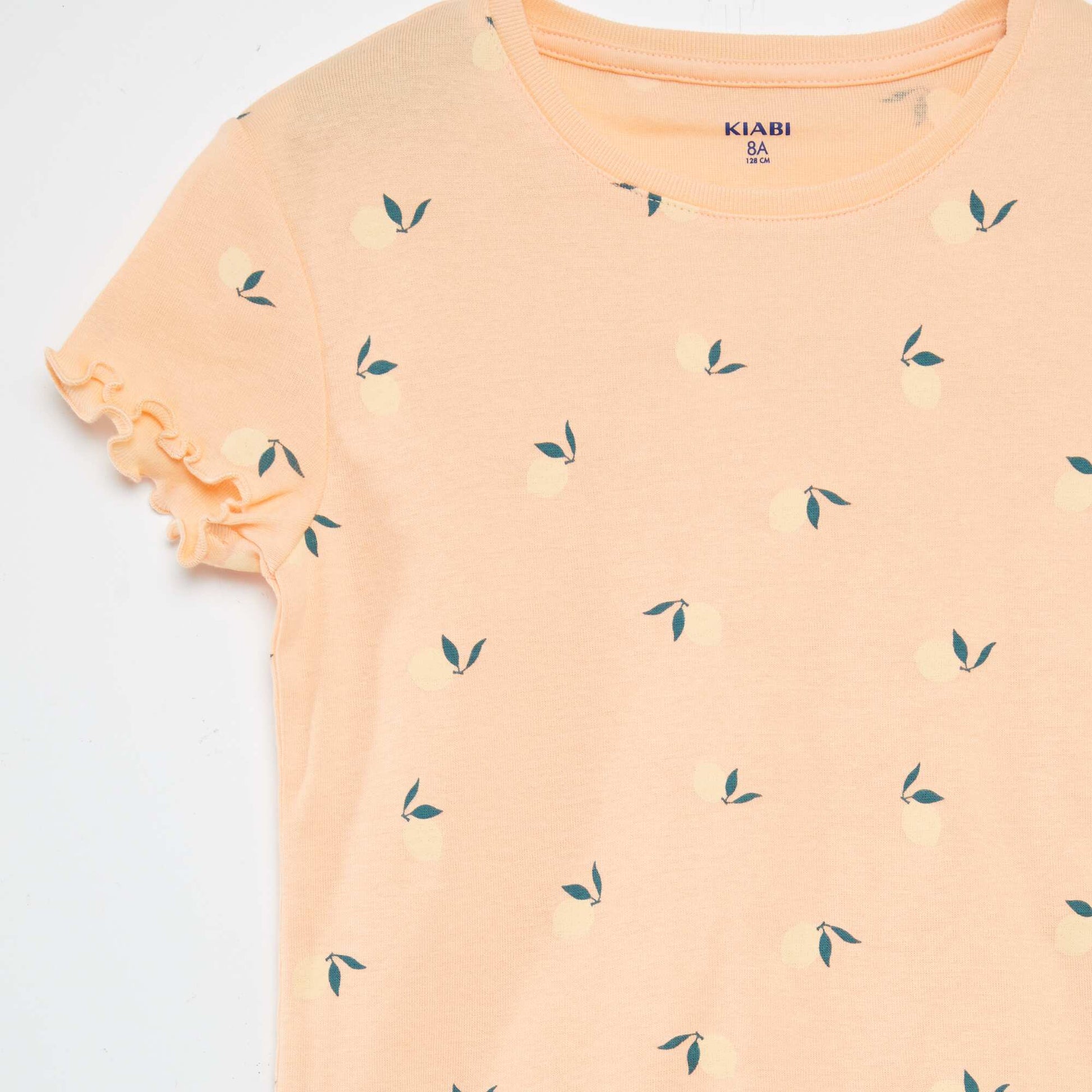 Ensemble pyjama t-shirt + short avec imprimé et bordures ondulées - 2 pièces ORANGE