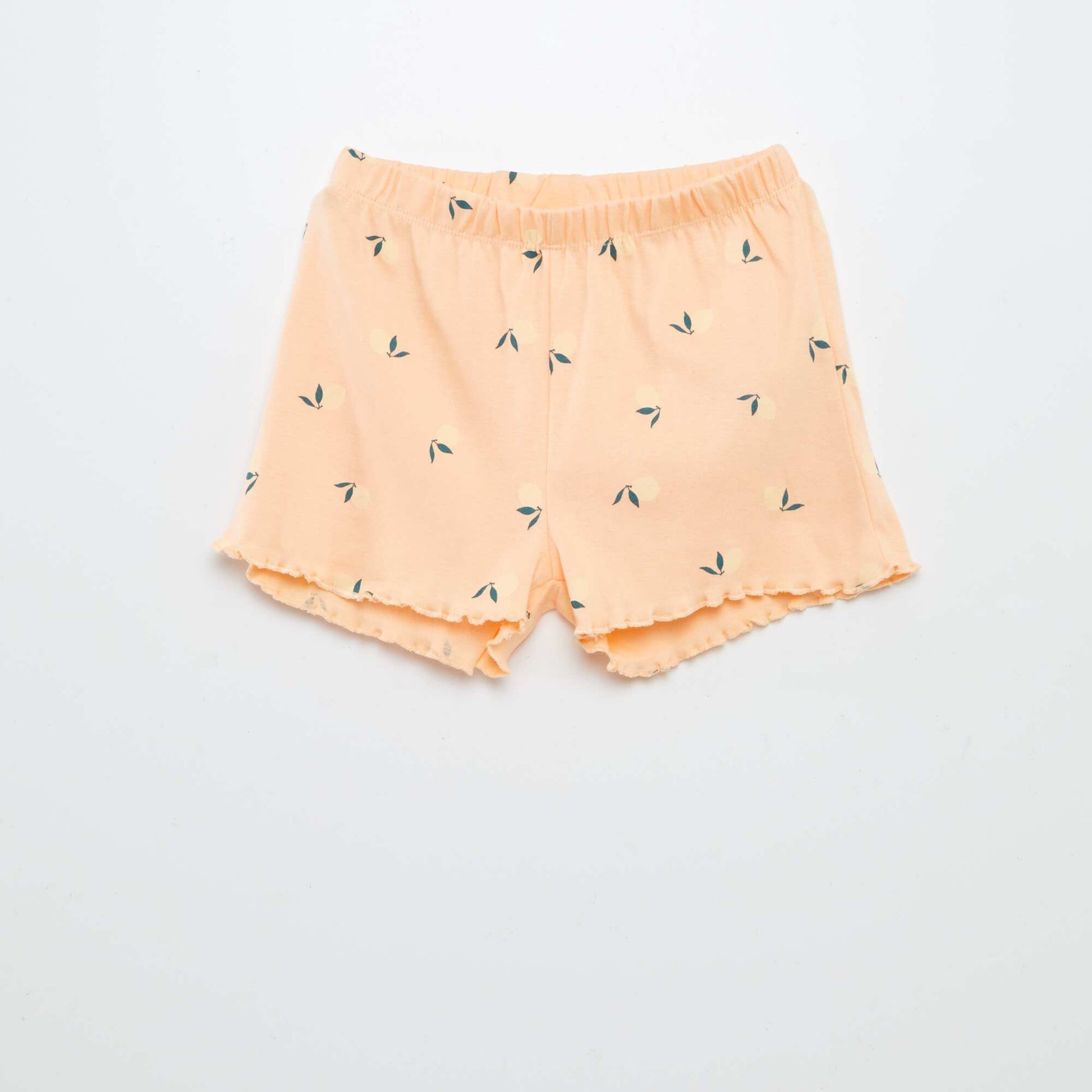 Ensemble pyjama t-shirt + short avec imprimé et bordures ondulées - 2 pièces ORANGE