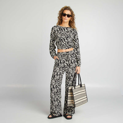 Pantalon large à motif BEIGE