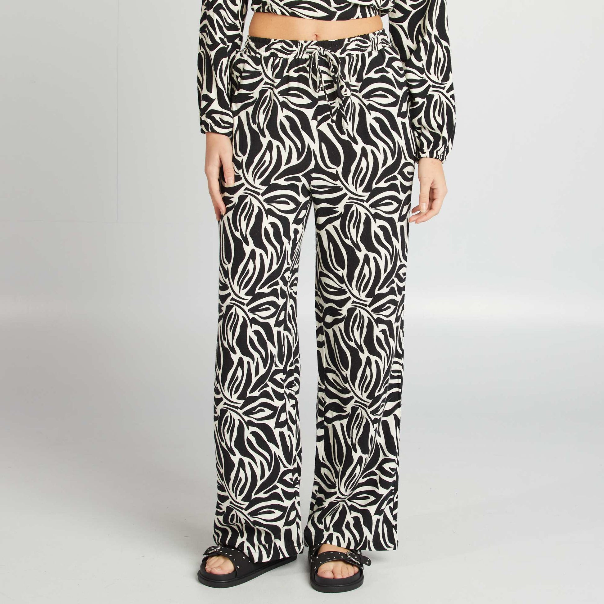 Pantalon large à motif BEIGE