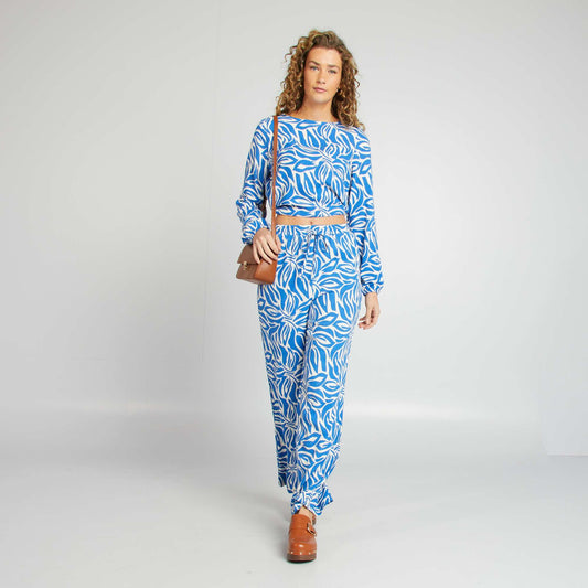Pantalon large à motif BEIGE