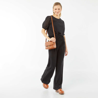 Pantalon large en lin mélangé NOIR