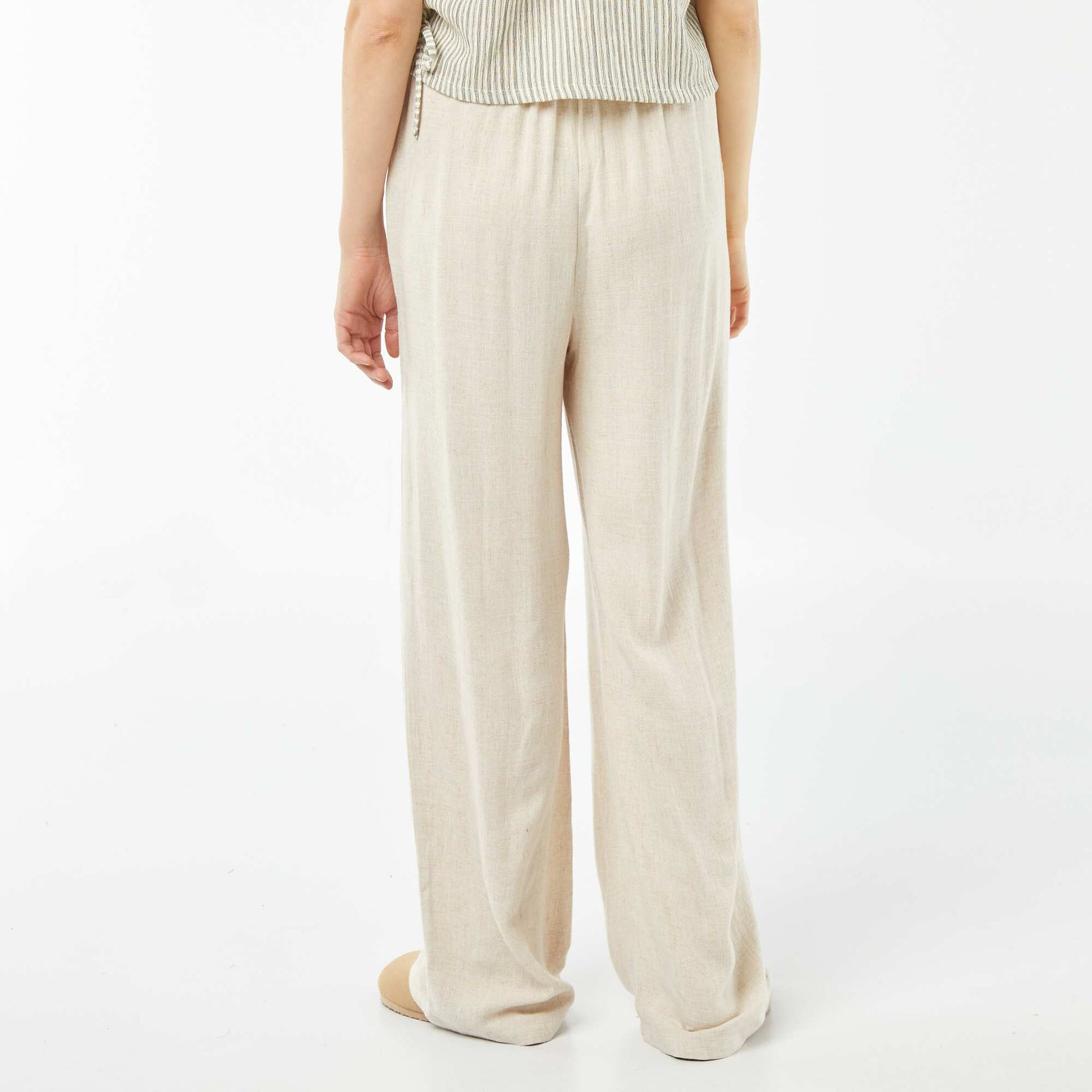 Pantalon large en lin mélangé ECRU