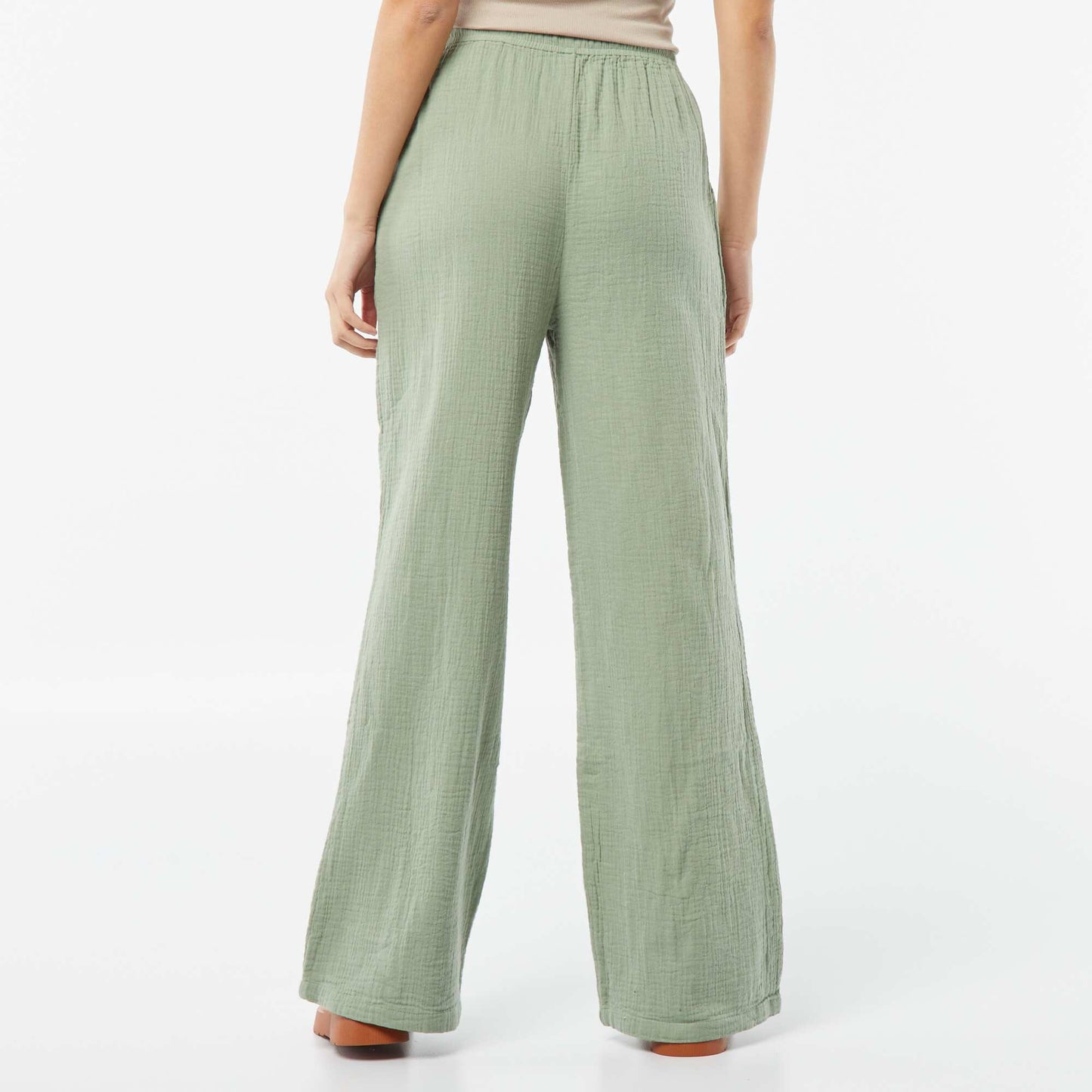 Pantalon large en gaze de coton VERT