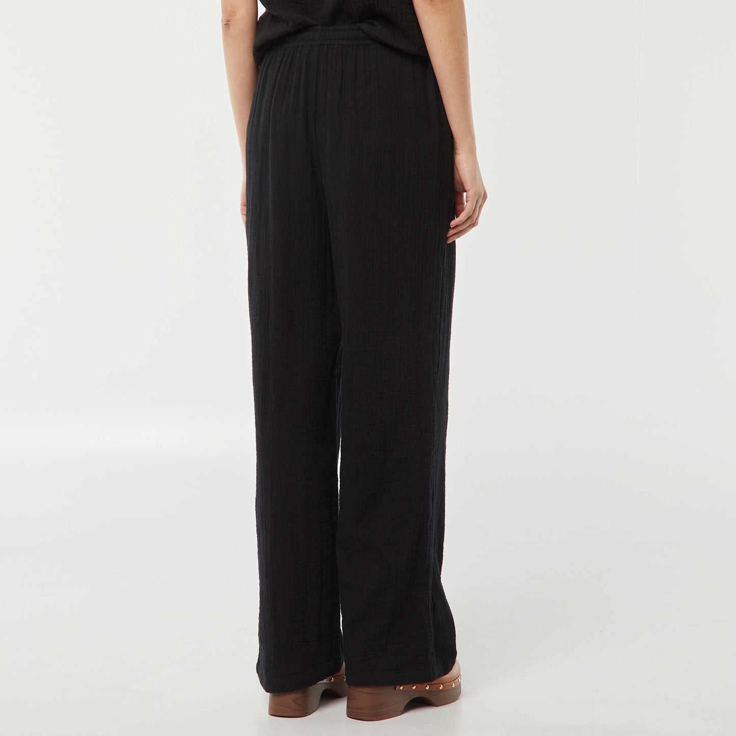 Pantalon large en gaze de coton NOIR