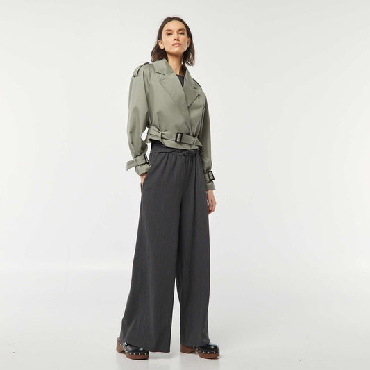 Pantalon large en maille plissée GRIS