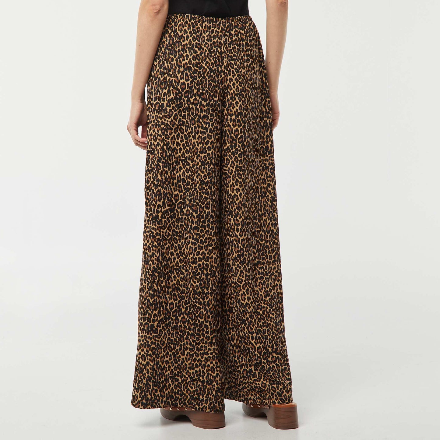 Pantalon large en maille plissée BEIGE