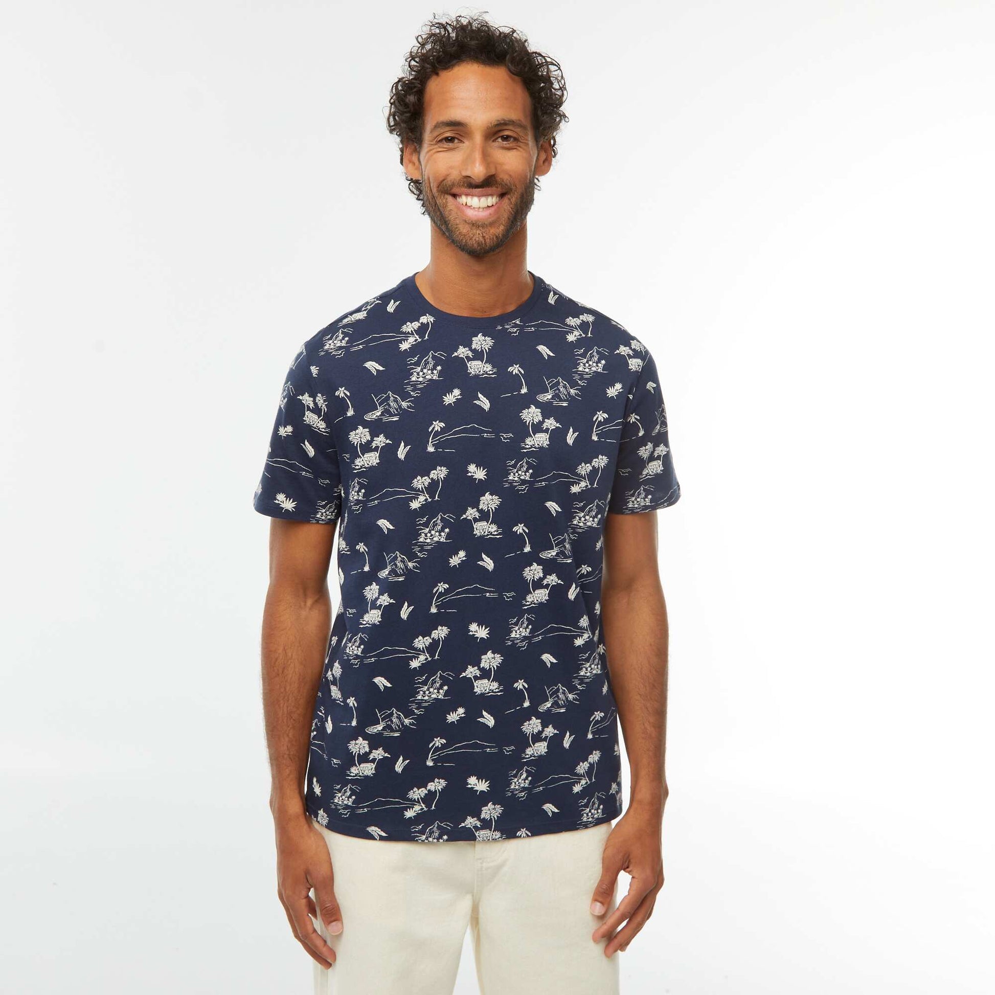 T-shirt imprimé manches courtes NOIR