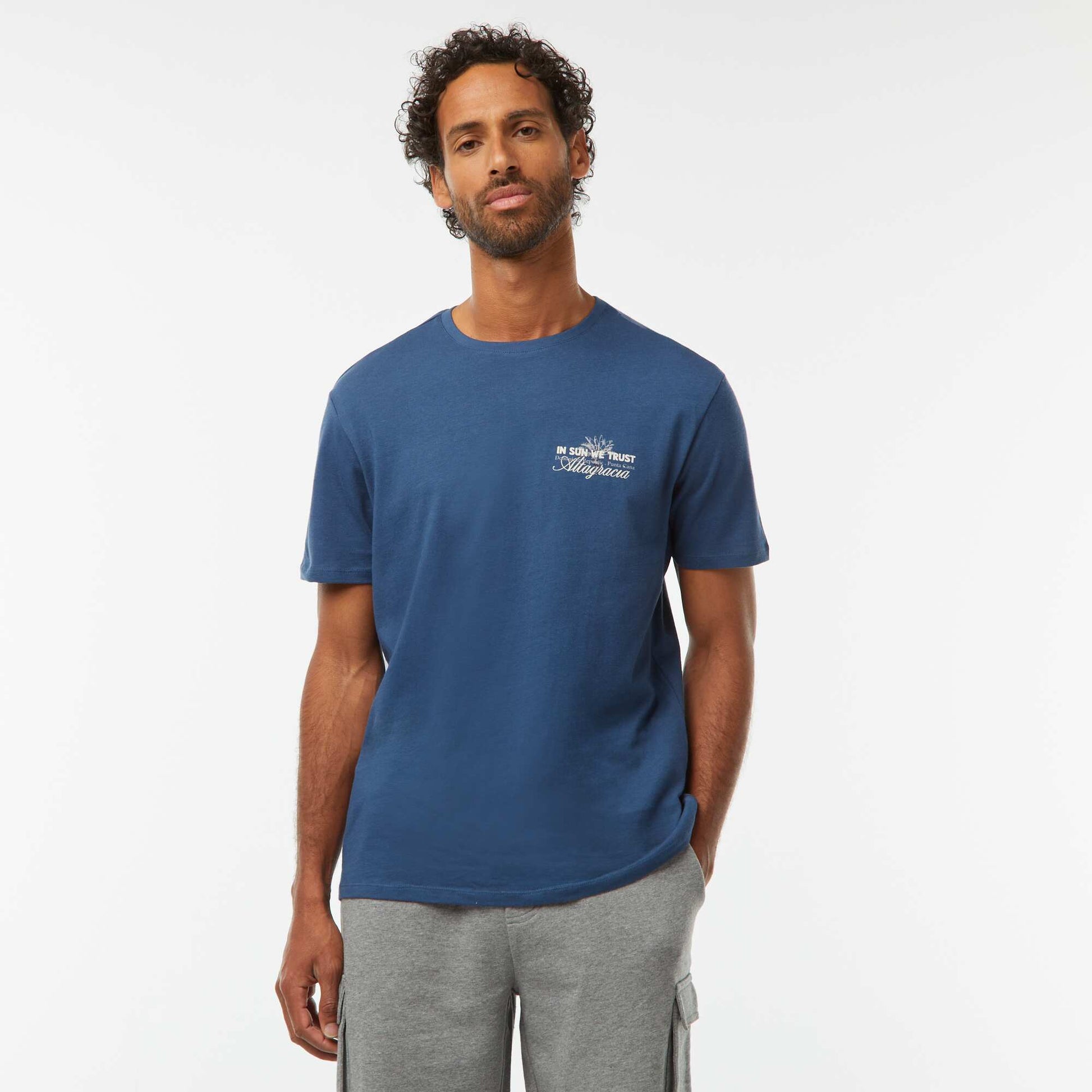 T-shirt imprimé manches courtes BLEU