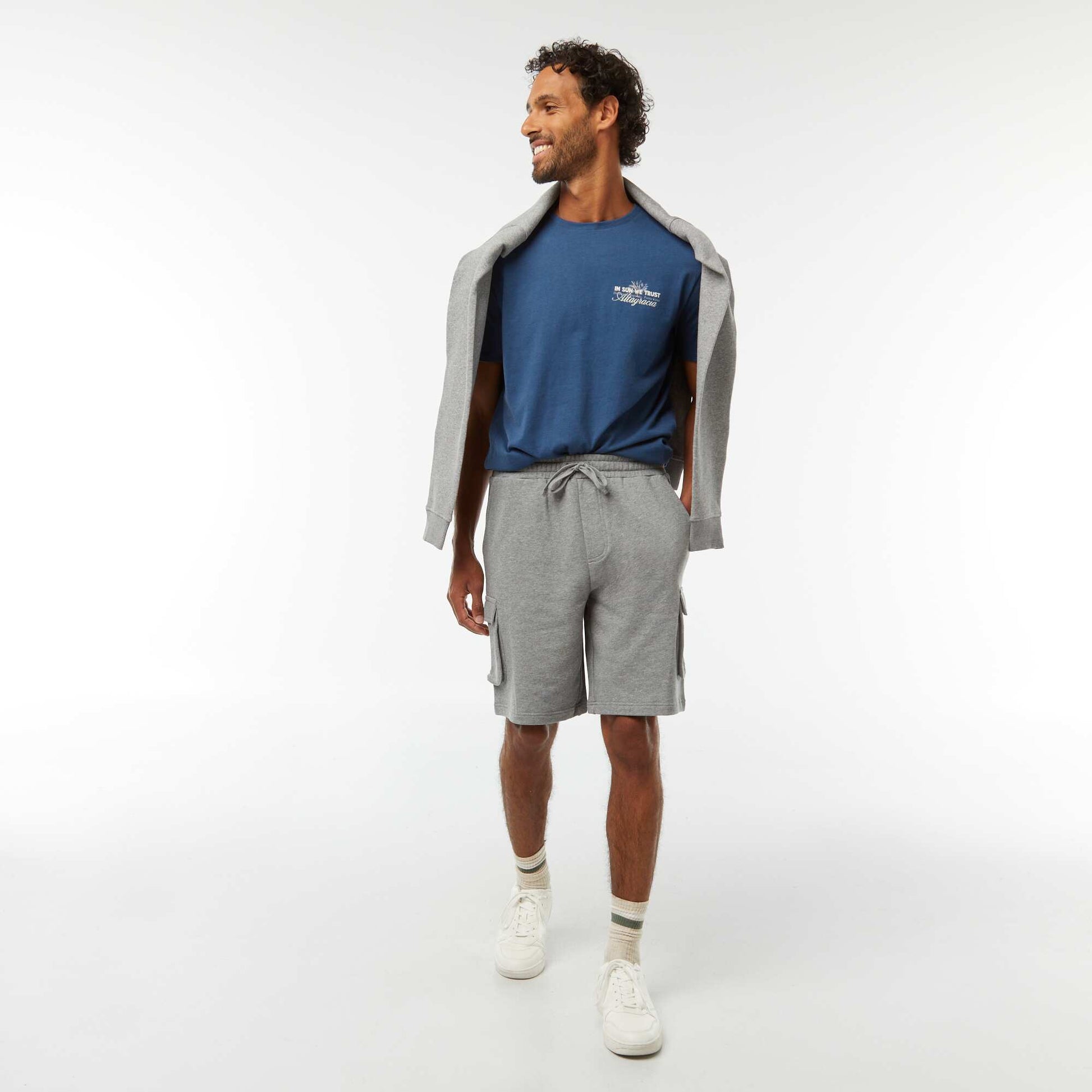 T-shirt imprimé manches courtes BLEU