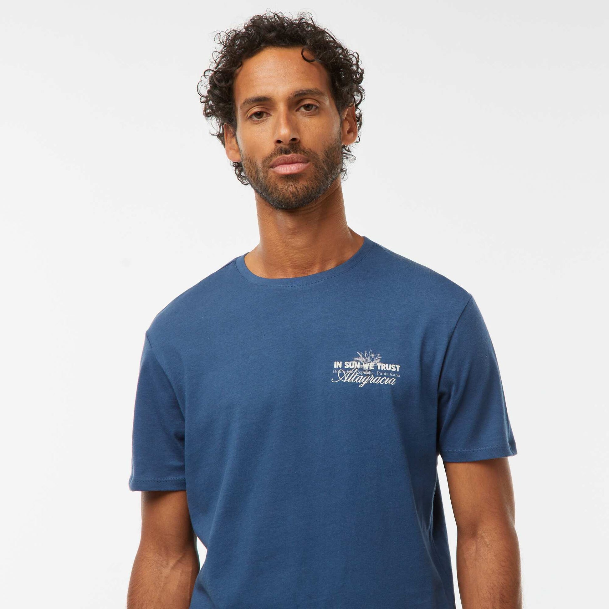 T-shirt imprimé manches courtes BLEU