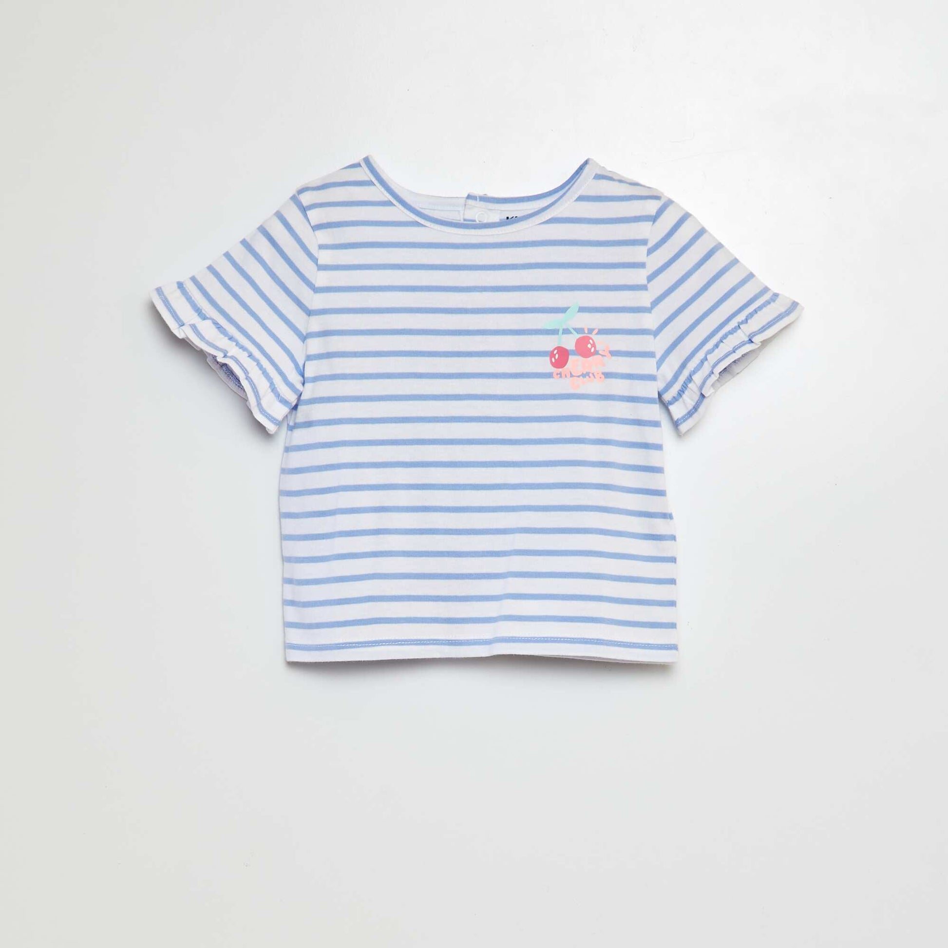 T-shirt manches courtes volantées à imprimé BLANC