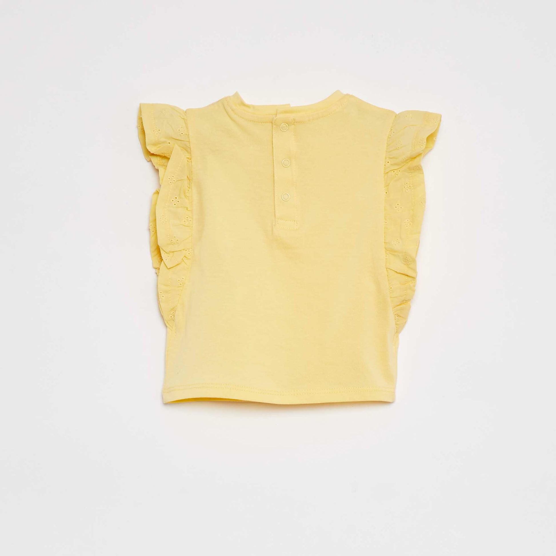 T-shirt avec broderies anglaises JAUNE