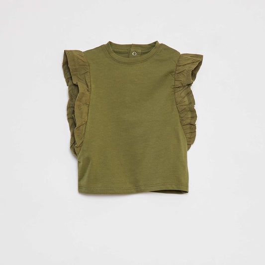 T-shirt avec broderies anglaises VERT