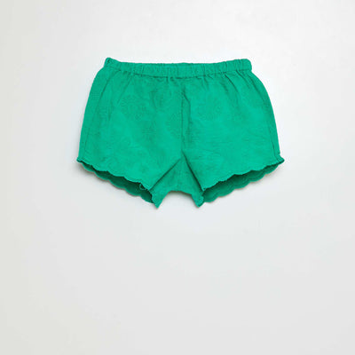 Short en voile coton avec broderies anglaises VERT