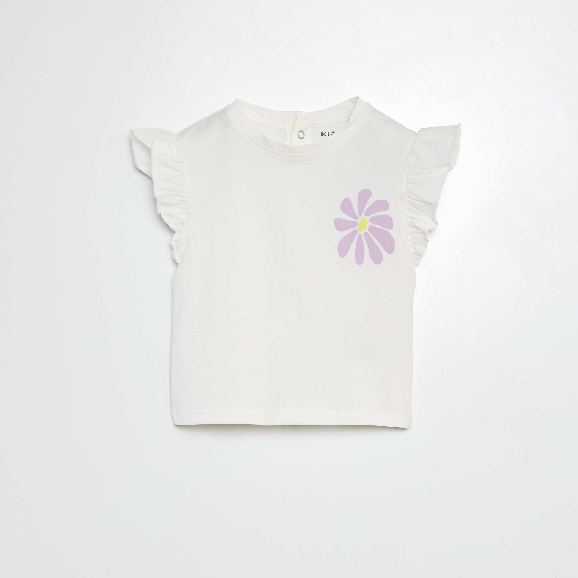 T-shirt avec manches volantées BLANC