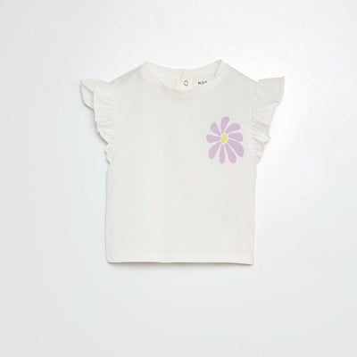 T-shirt avec manches volantées BLANC