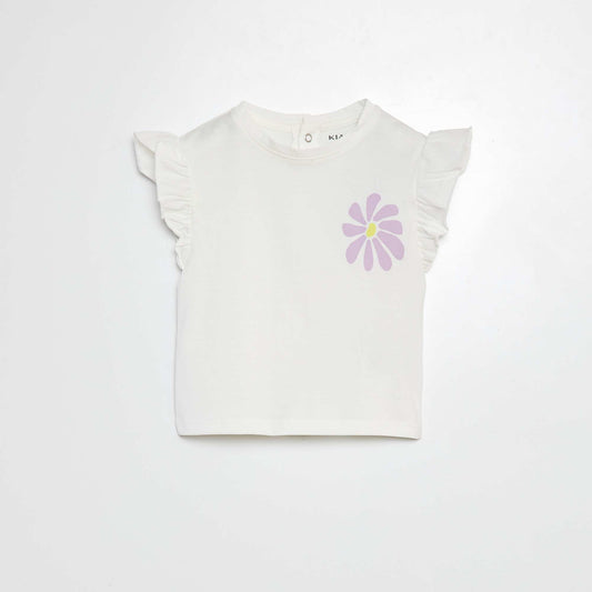 T-shirt avec manches volantées BLANC