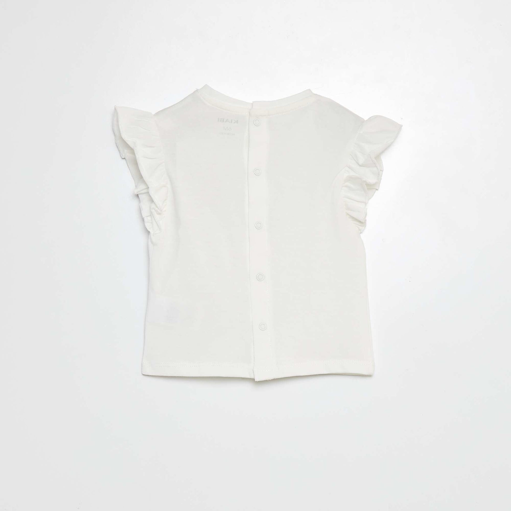 T-shirt avec manches volantées BLANC