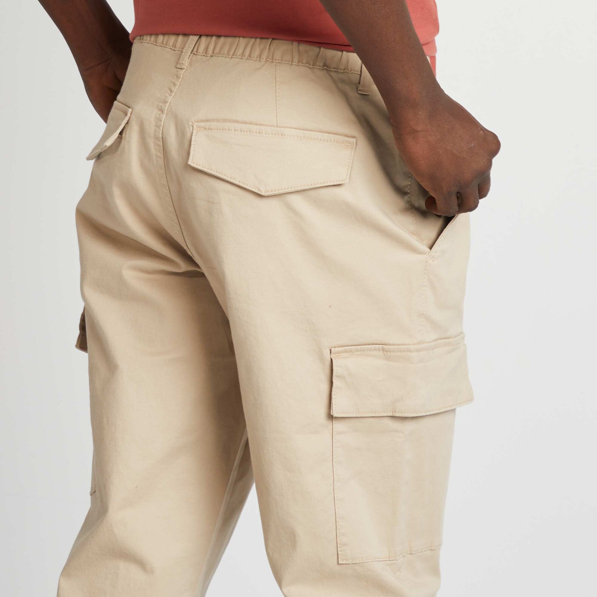 Pantalon stretch multipoches BEIGE