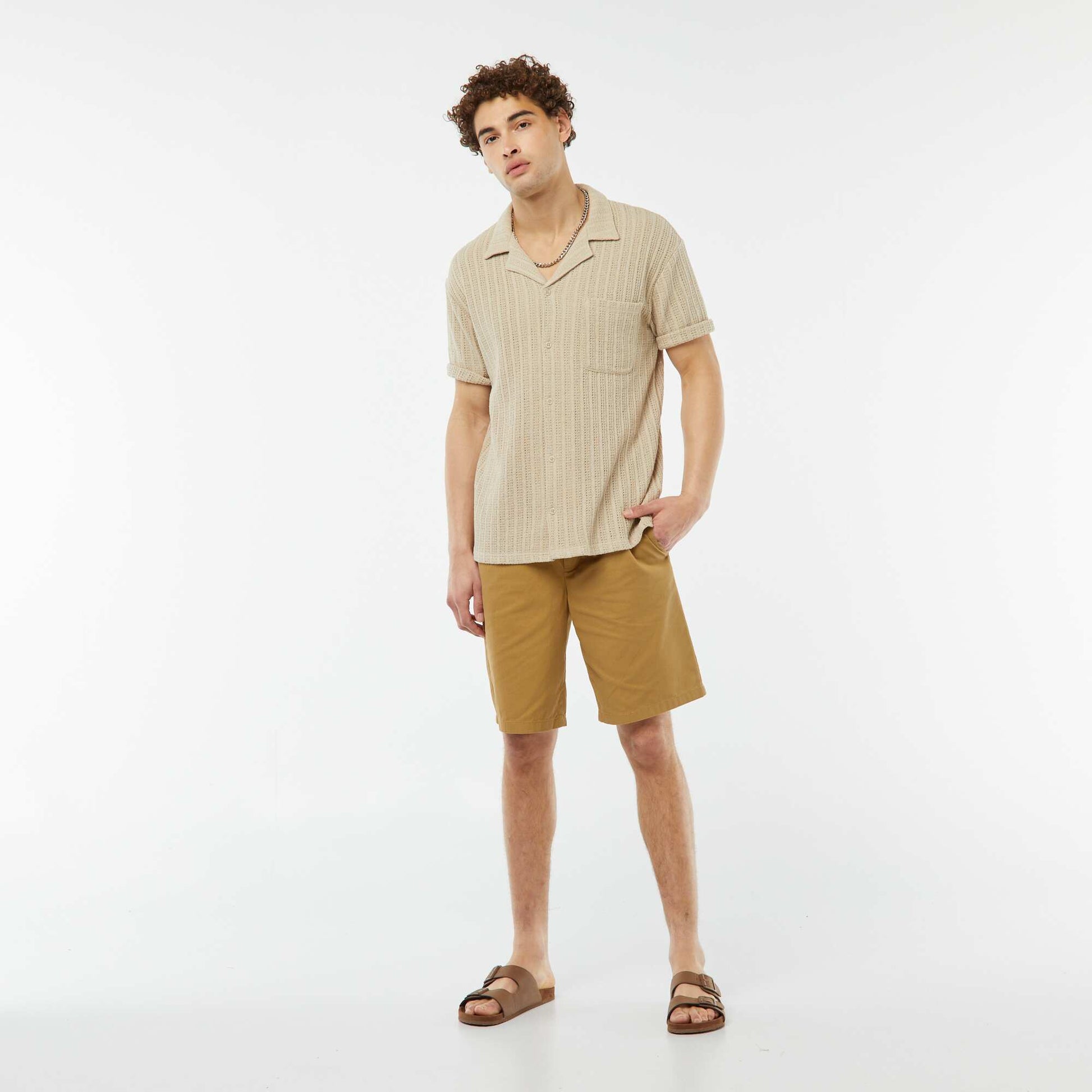 Bermuda en twill uni VERT