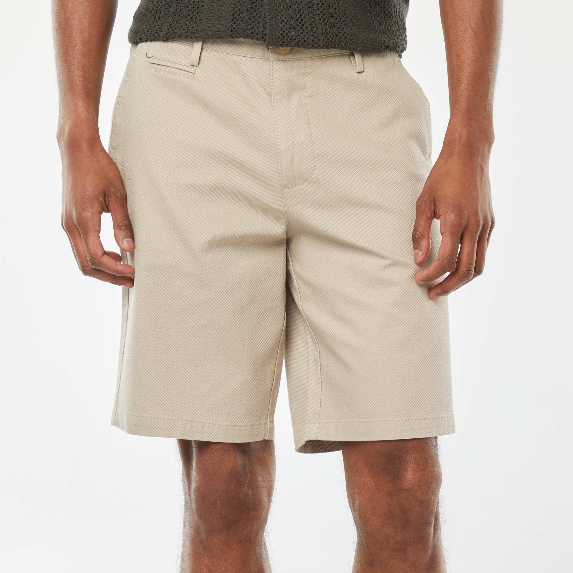 Bermuda en piqué de coton uni BEIGE