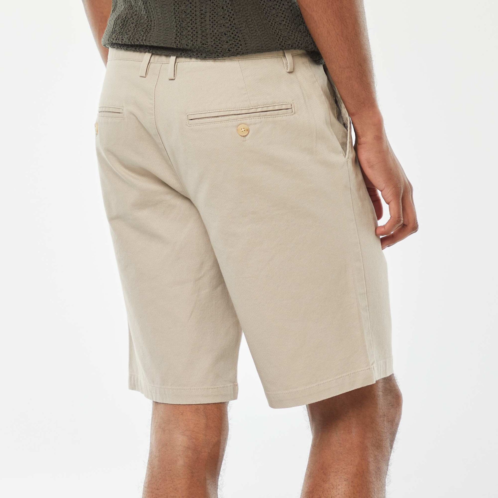 Bermuda en piqué de coton uni BEIGE