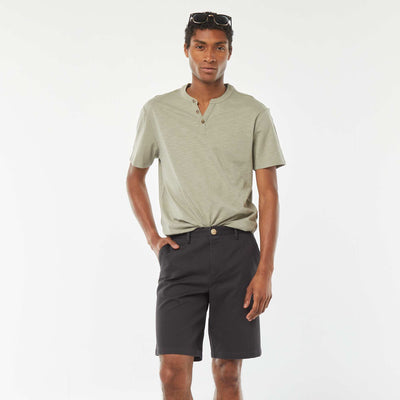 Bermuda en piqué de coton uni NOIR