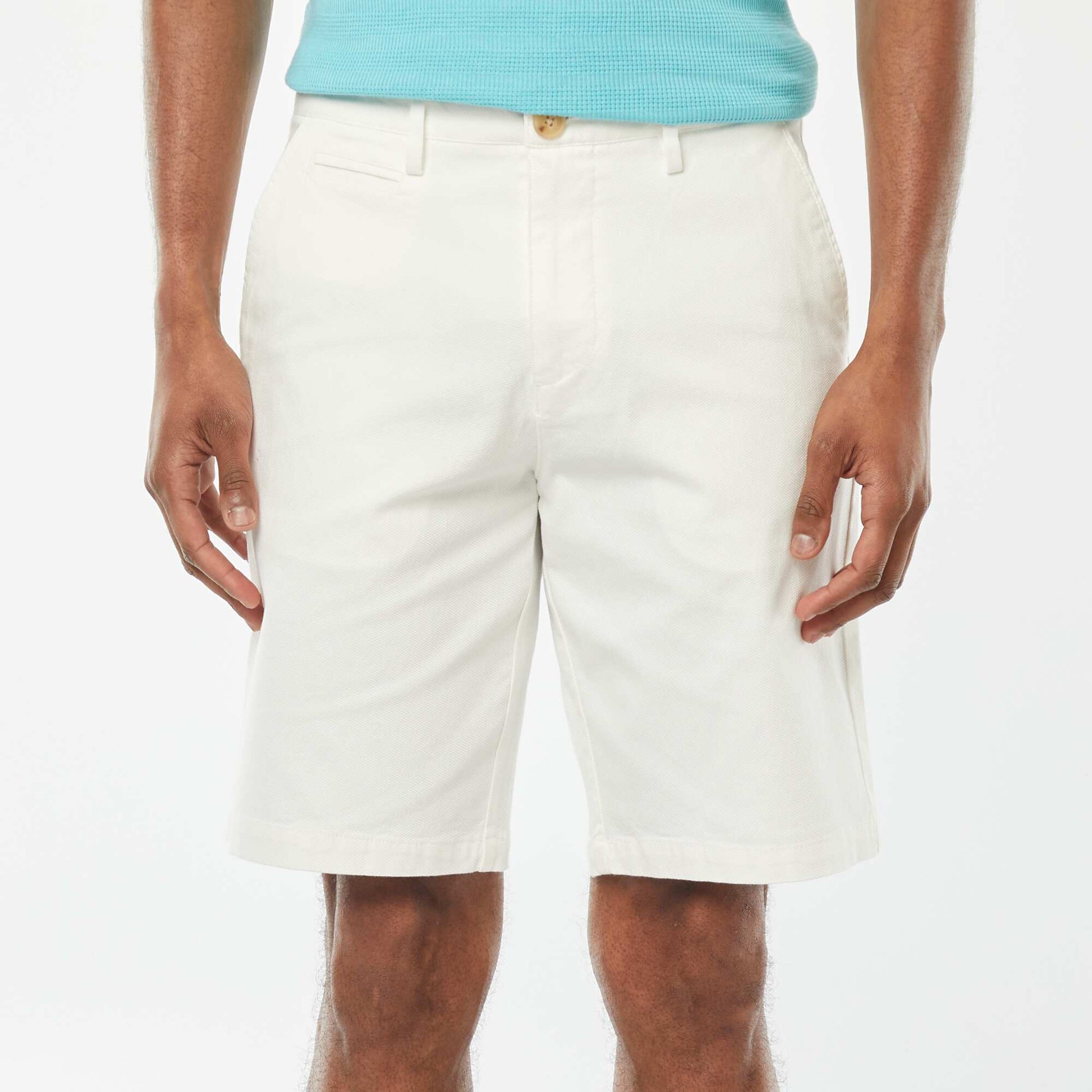 Bermuda en piqué de coton uni BLANC